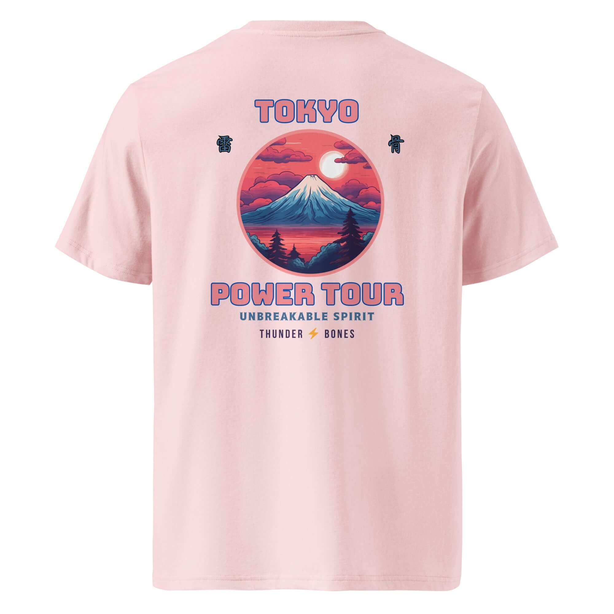 Tokyo power tour unisex camiseta Thunder Bones con diseño de montaña y espíritu inquebrantable.